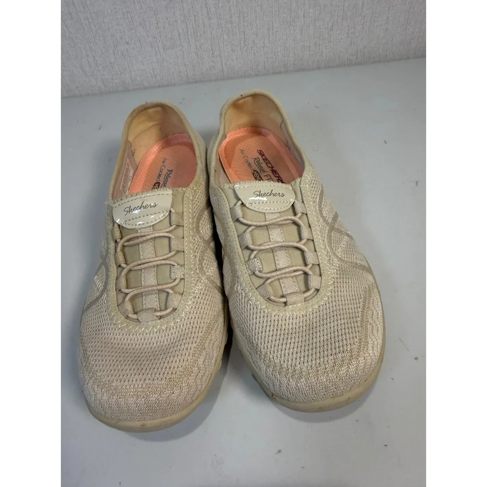 Skechers Relaxed Fit Air-Cooled Memory Foam Slip On Sneakers Beige 23045 NAT 7.5